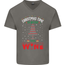 Christmas Better With Wine Funny Alcohol Mens V-Neck Cotton T-Shirt Charcoal