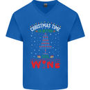 Christmas Better With Wine Funny Alcohol Mens V-Neck Cotton T-Shirt Royal Blue