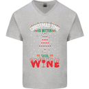 Christmas Better With Wine Funny Alcohol Mens V-Neck Cotton T-Shirt Sports Grey