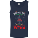 Christmas Better With Wine Funny Alcohol Mens Vest Tank Top Navy Blue