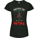 Christmas Better With Wine Funny Alcohol Womens Petite Cut T-Shirt Black