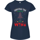 Christmas Better With Wine Funny Alcohol Womens Petite Cut T-Shirt Navy Blue