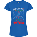 Christmas Better With Wine Funny Alcohol Womens Petite Cut T-Shirt Royal Blue