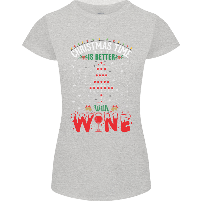 Christmas Better With Wine Funny Alcohol Womens Petite Cut T-Shirt Sports Grey