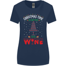 Christmas Better With Wine Funny Alcohol Womens Wider Cut T-Shirt Navy Blue