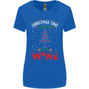 Christmas Better With Wine Funny Alcohol Womens Wider Cut T-Shirt Royal Blue
