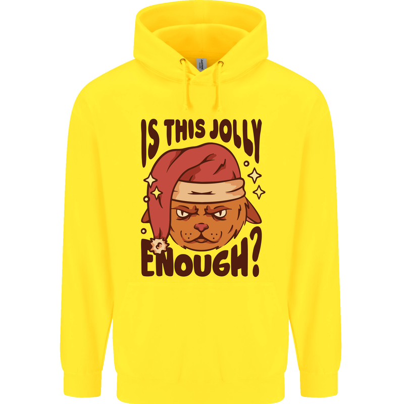 Christmas Cat Is This Jolly Enough Funny Childrens Kids Hoodie Yellow