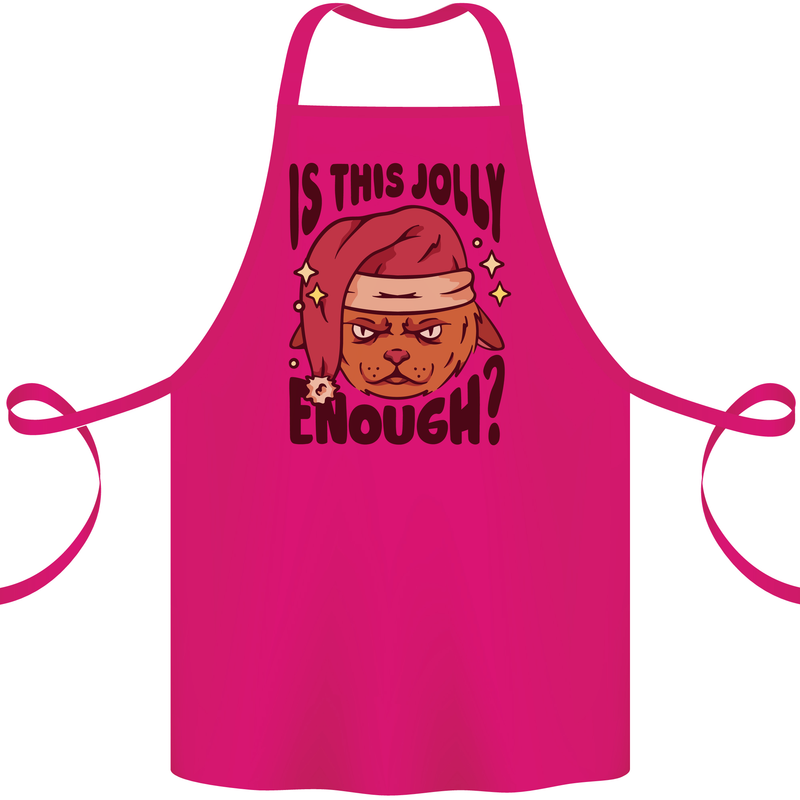 Christmas Cat Is This Jolly Enough Funny Cotton Apron 100% Organic Pink