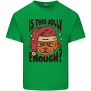 Christmas Cat Is This Jolly Enough Funny Kids T-Shirt Childrens Irish Green