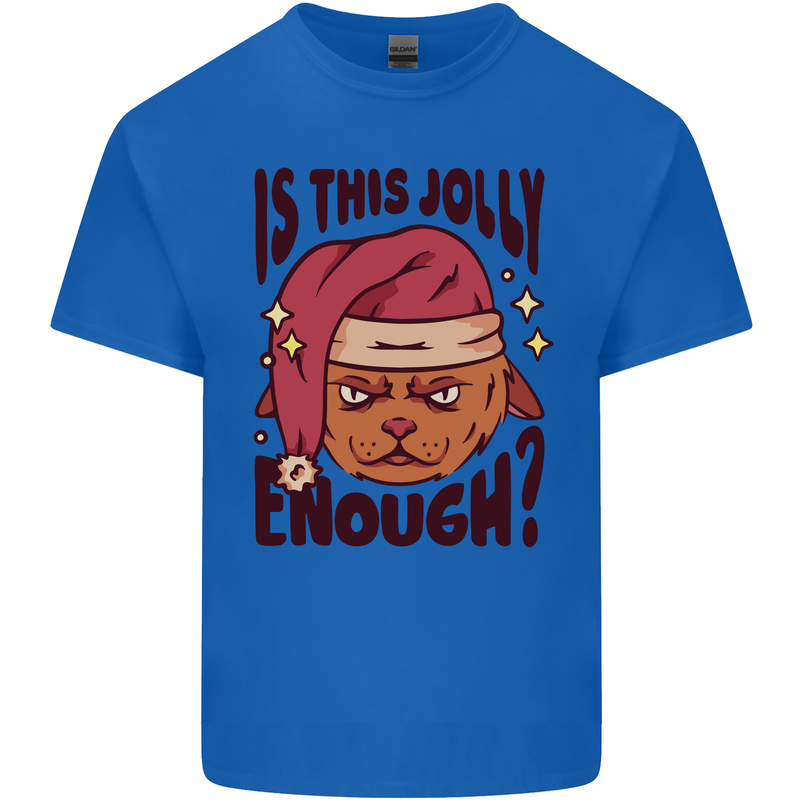 Christmas Cat Is This Jolly Enough Funny Kids T-Shirt Childrens Royal Blue