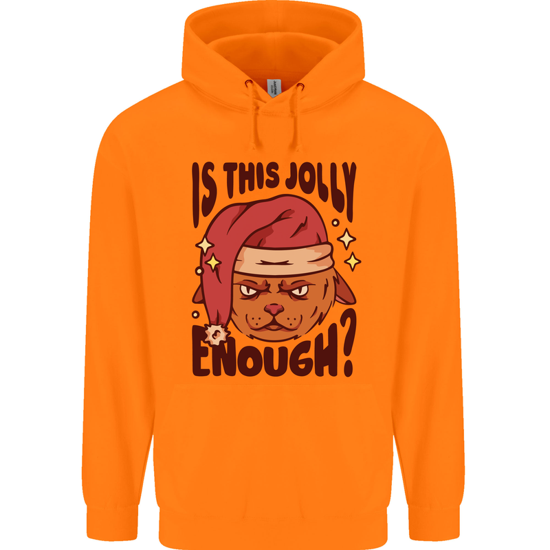 Christmas Cat Is This Jolly Enough Funny Mens 80% Cotton Hoodie Orange