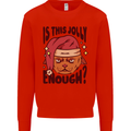 Christmas Cat Is This Jolly Enough Funny Mens Sweatshirt Jumper Bright Red