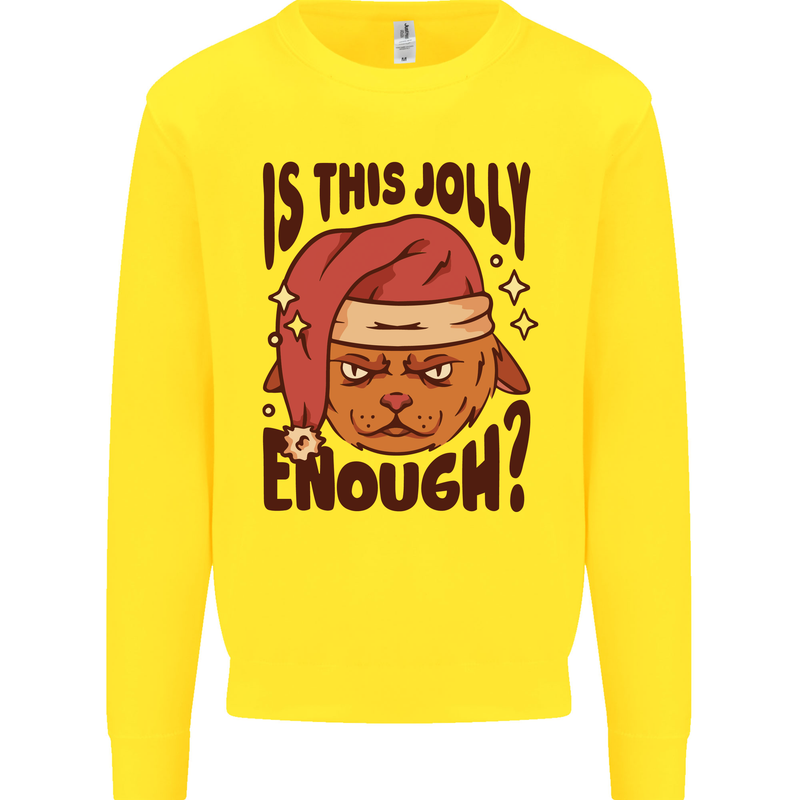 Christmas Cat Is This Jolly Enough Funny Mens Sweatshirt Jumper Yellow