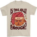 Christmas Cat Is This Jolly Enough Funny Mens T-Shirt 100% Cotton Sand