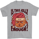 Christmas Cat Is This Jolly Enough Funny Mens T-Shirt 100% Cotton Sports Grey