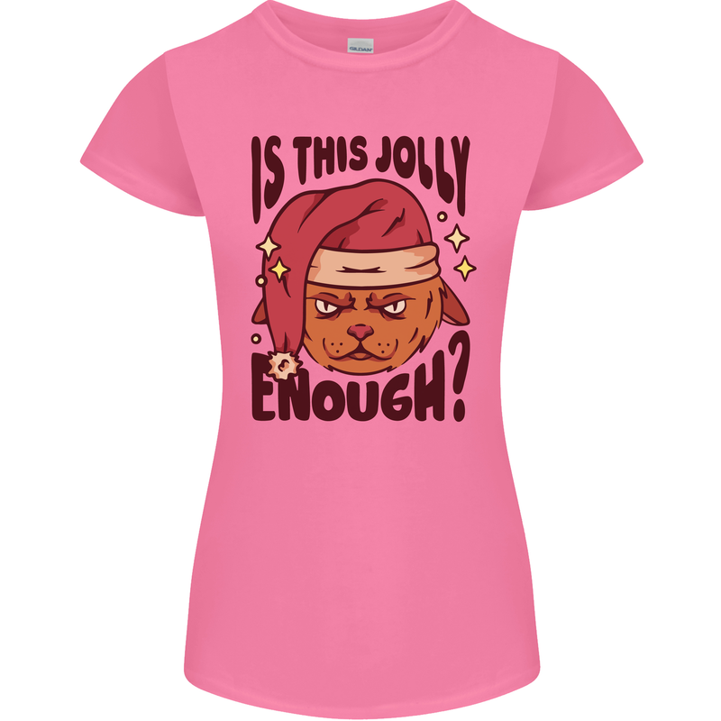 Christmas Cat Is This Jolly Enough Funny Womens Petite Cut T-Shirt Azalea