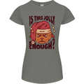 Christmas Cat Is This Jolly Enough Funny Womens Petite Cut T-Shirt Charcoal