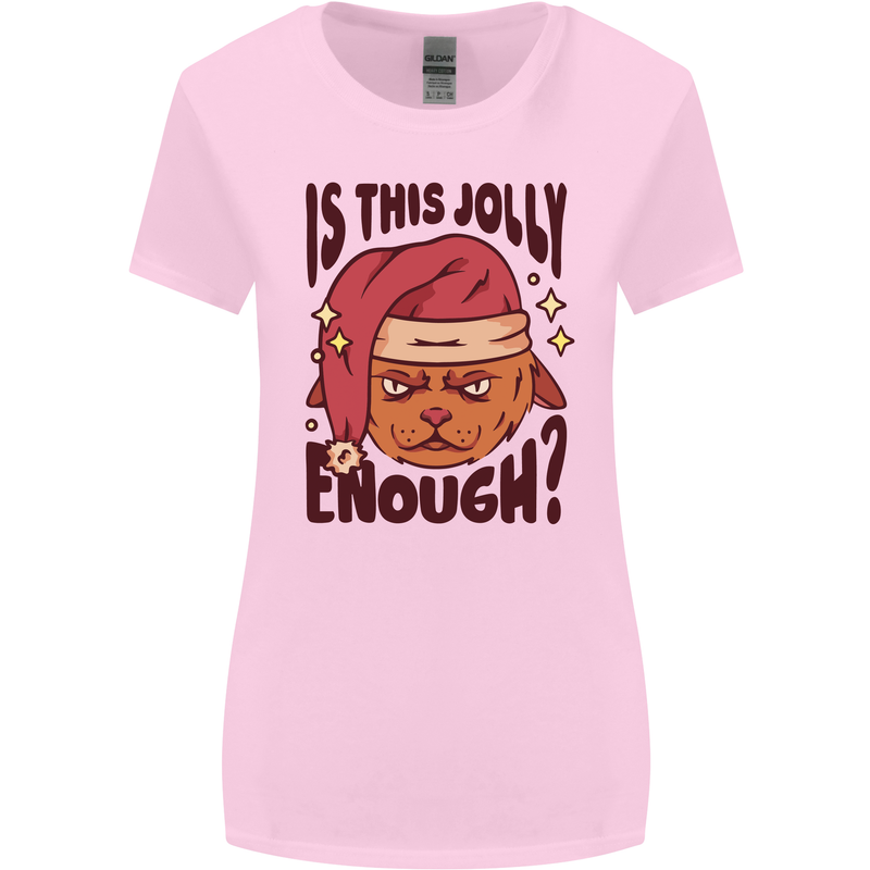 Christmas Cat Is This Jolly Enough Funny Womens Wider Cut T-Shirt Light Pink