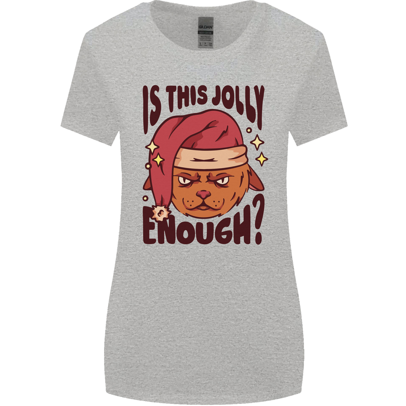 Christmas Cat Is This Jolly Enough Funny Womens Wider Cut T-Shirt Sports Grey