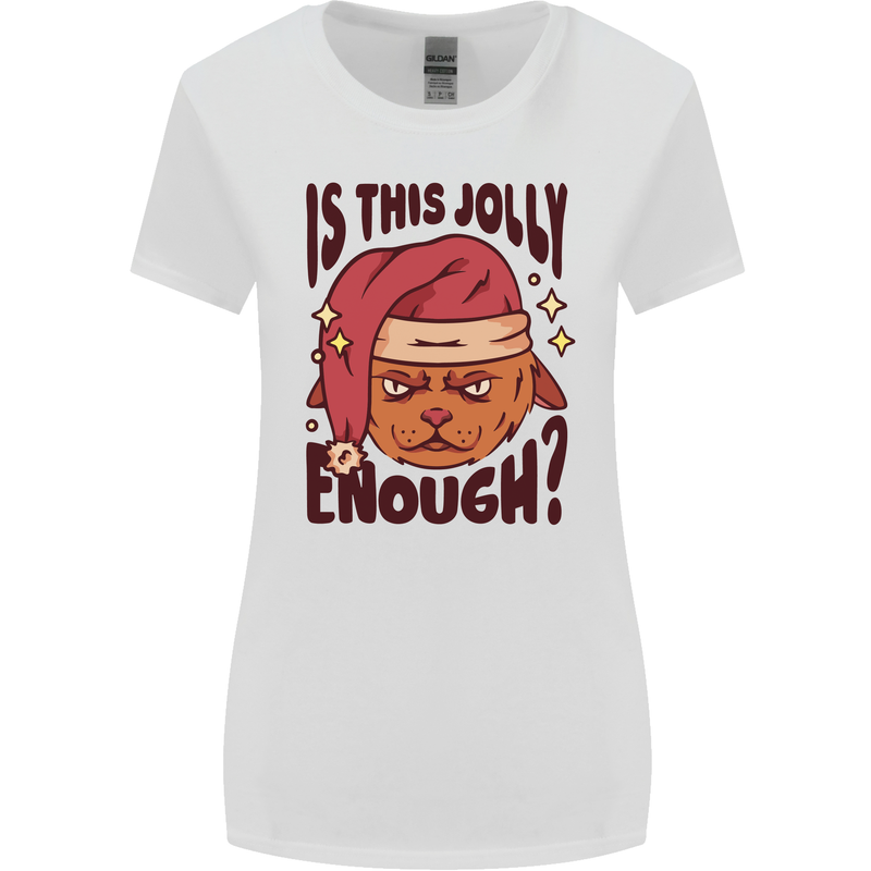 Christmas Cat Is This Jolly Enough Funny Womens Wider Cut T-Shirt White