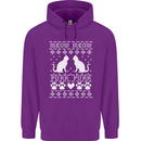 Christmas Cat Meow Purr Funny Xmas Childrens Kids Hoodie Purple