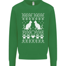 Christmas Cat Meow Purr Funny Xmas Kids Sweatshirt Jumper Irish Green