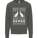 Christmas Cat Meow Purr Funny Xmas Kids Sweatshirt Jumper Storm Grey