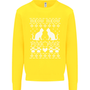Christmas Cat Meow Purr Funny Xmas Kids Sweatshirt Jumper Yellow