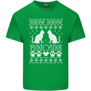 Christmas Cat Meow Purr Funny Xmas Kids T-Shirt Childrens Irish Green