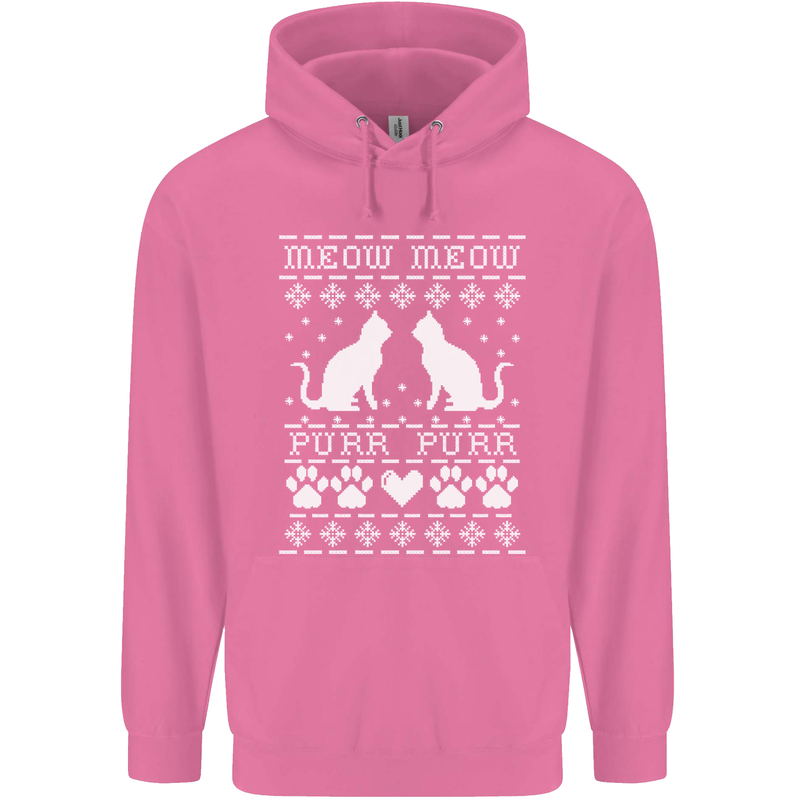 Christmas Cat Meow Purr Funny Xmas Mens 80% Cotton Hoodie Azelea