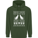 Christmas Cat Meow Purr Funny Xmas Mens 80% Cotton Hoodie Forest Green