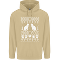 Christmas Cat Meow Purr Funny Xmas Mens 80% Cotton Hoodie Sand
