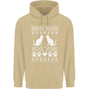 Christmas Cat Meow Purr Funny Xmas Mens 80% Cotton Hoodie Sand