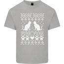 Christmas Cat Meow Purr Funny Xmas Mens Cotton T-Shirt Tee Top Sports Grey