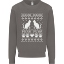 Christmas Cat Meow Purr Funny Xmas Mens Sweatshirt Jumper Charcoal