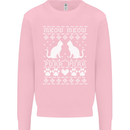 Christmas Cat Meow Purr Funny Xmas Mens Sweatshirt Jumper Light Pink