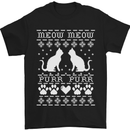 Christmas Cat Meow Purr Funny Xmas Mens T-Shirt Cotton Gildan Black