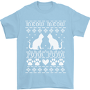 Christmas Cat Meow Purr Funny Xmas Mens T-Shirt Cotton Gildan Light Blue