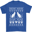 Christmas Cat Meow Purr Funny Xmas Mens T-Shirt Cotton Gildan Royal Blue