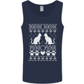 Christmas Cat Meow Purr Funny Xmas Mens Vest Tank Top Navy Blue