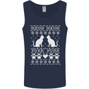 Christmas Cat Meow Purr Funny Xmas Mens Vest Tank Top Navy Blue