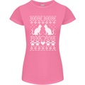 Christmas Cat Meow Purr Funny Xmas Womens Petite Cut T-Shirt Azalea