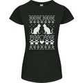 Christmas Cat Meow Purr Funny Xmas Womens Petite Cut T-Shirt Black
