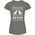 Christmas Cat Meow Purr Funny Xmas Womens Petite Cut T-Shirt Charcoal