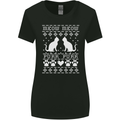 Christmas Cat Meow Purr Funny Xmas Womens Wider Cut T-Shirt Black
