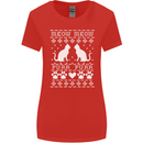 Christmas Cat Meow Purr Funny Xmas Womens Wider Cut T-Shirt Red