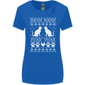 Christmas Cat Meow Purr Funny Xmas Womens Wider Cut T-Shirt Royal Blue