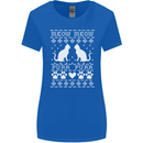 Christmas Cat Meow Purr Funny Xmas Womens Wider Cut T-Shirt Royal Blue