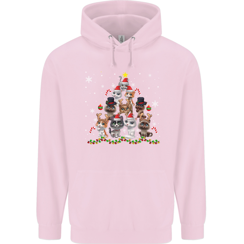 Christmas Cat Tree Funny Xmas Childrens Kids Hoodie Light Pink