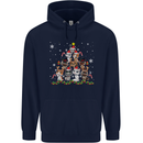 Christmas Cat Tree Funny Xmas Childrens Kids Hoodie Navy Blue